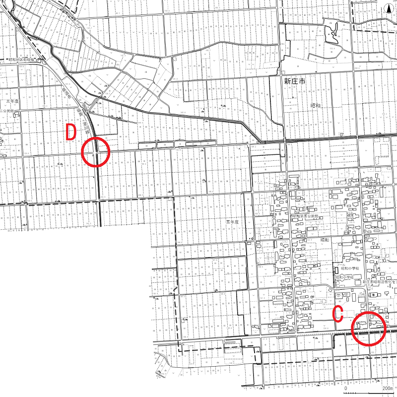 C地点、Ｄ地点の地図