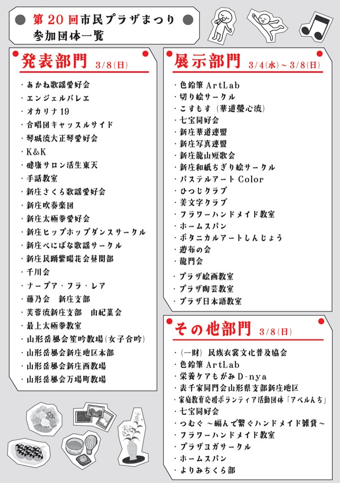 (R7)第20回市民プラザまつり 参加団体一覧 〈市民プラザ〉