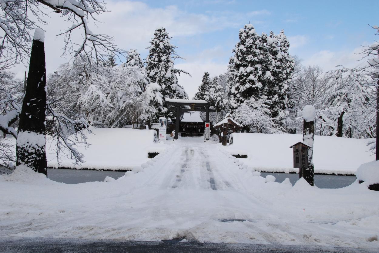 雪と戸沢神社の画像